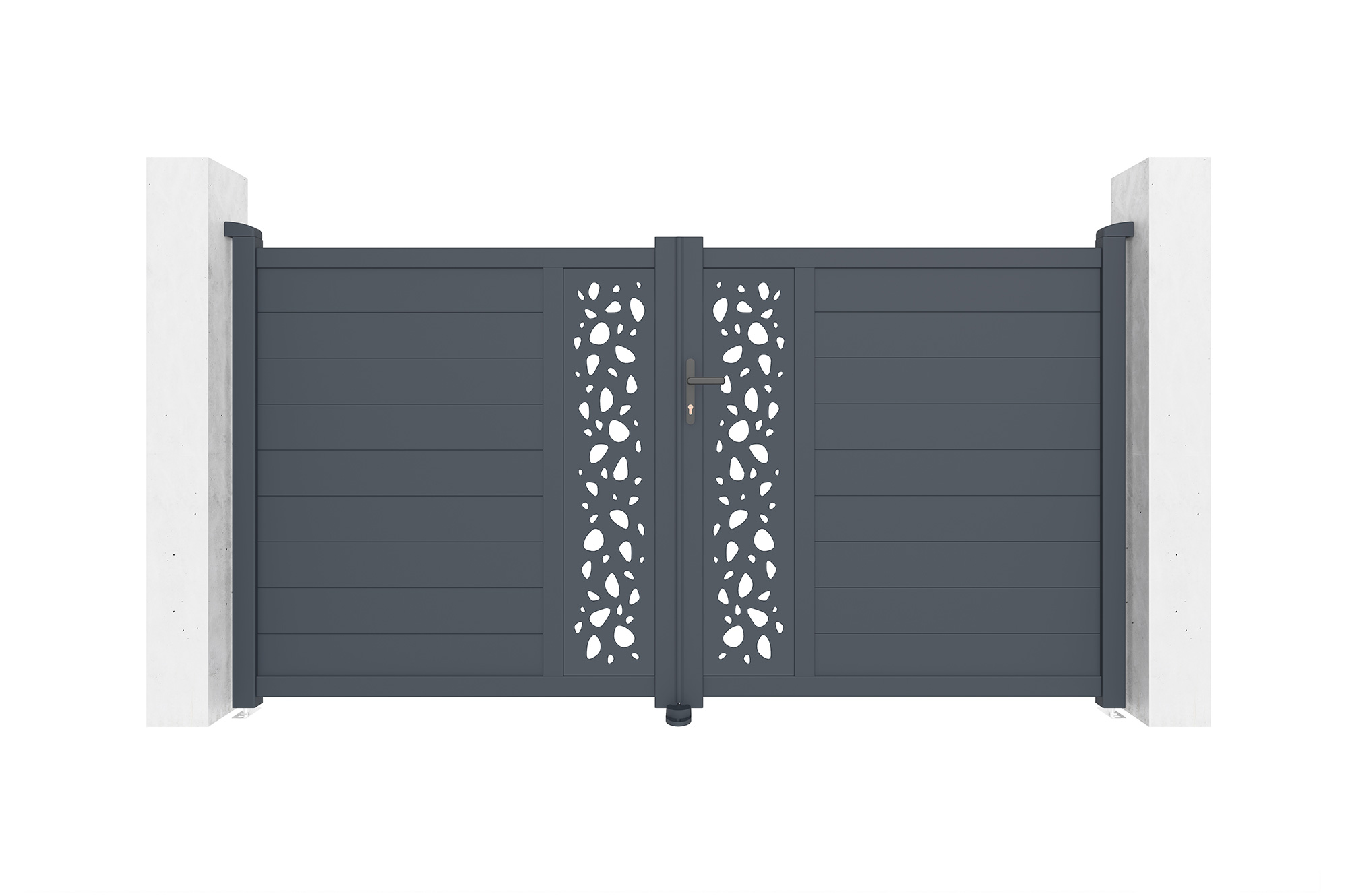 Puerta abatible 3m sunny al.160cm aluminio gris + 2 postes 20x20cm al.190cm