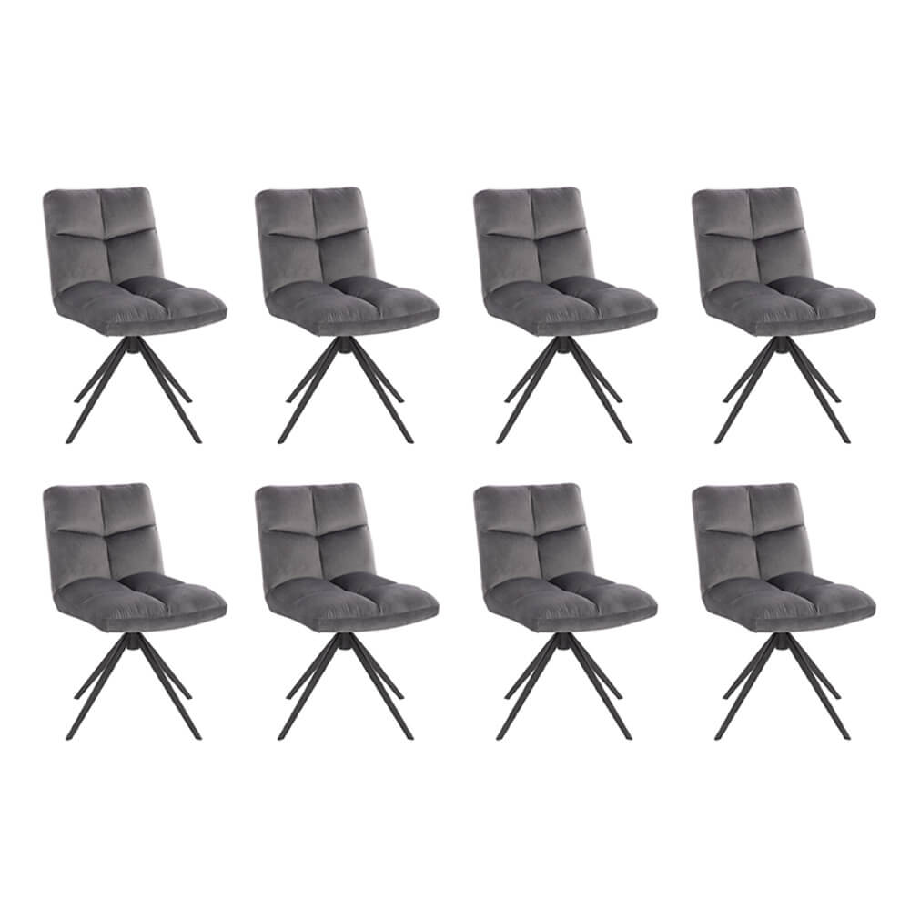 Silla de comedor giratoria de terciopelo noda - lote de 8 gris claro
