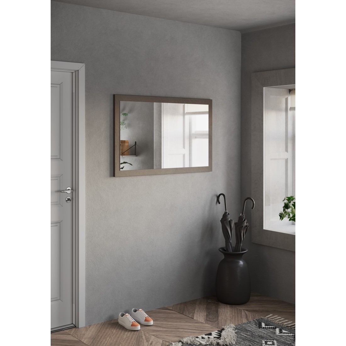 Espejo de diseño key – 110x68 cm rectangular – marco marrón