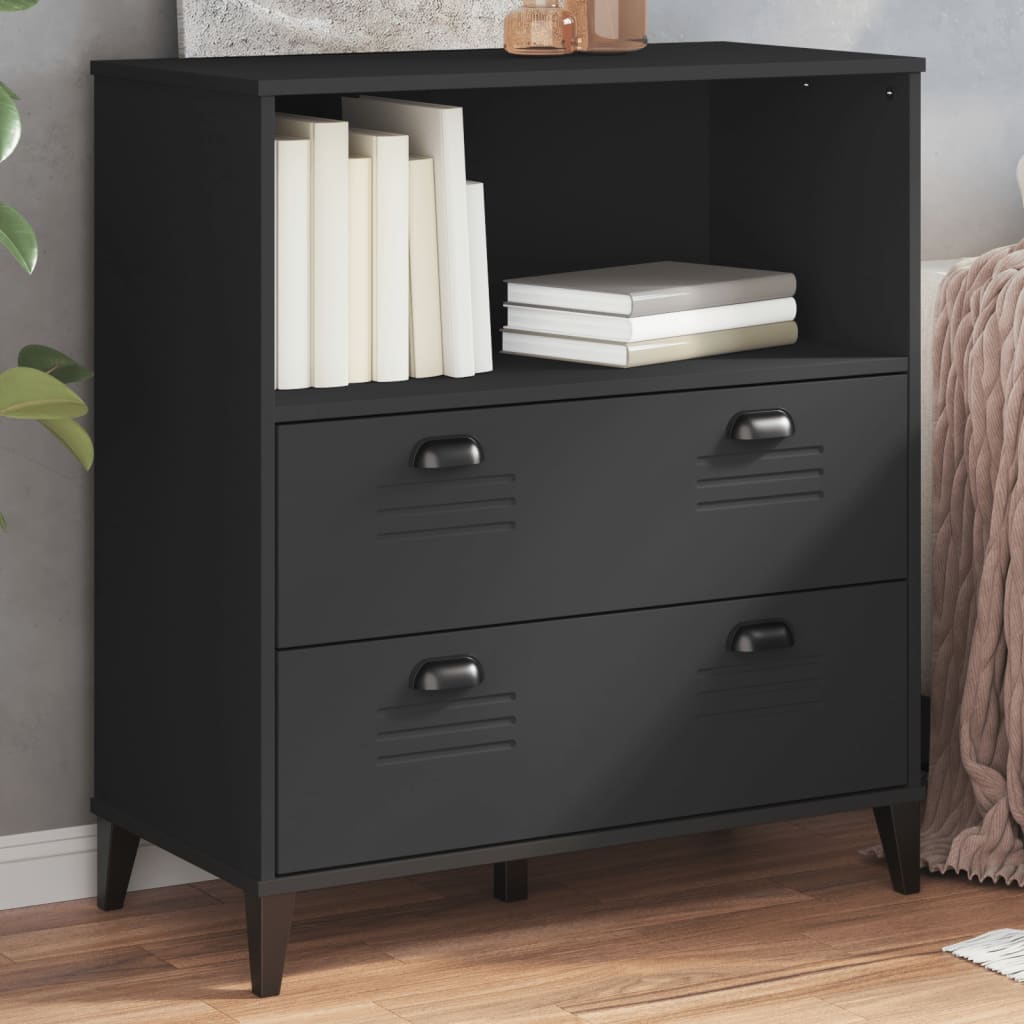 Librería viken madera de ingeniería negro 80x40x90 cm