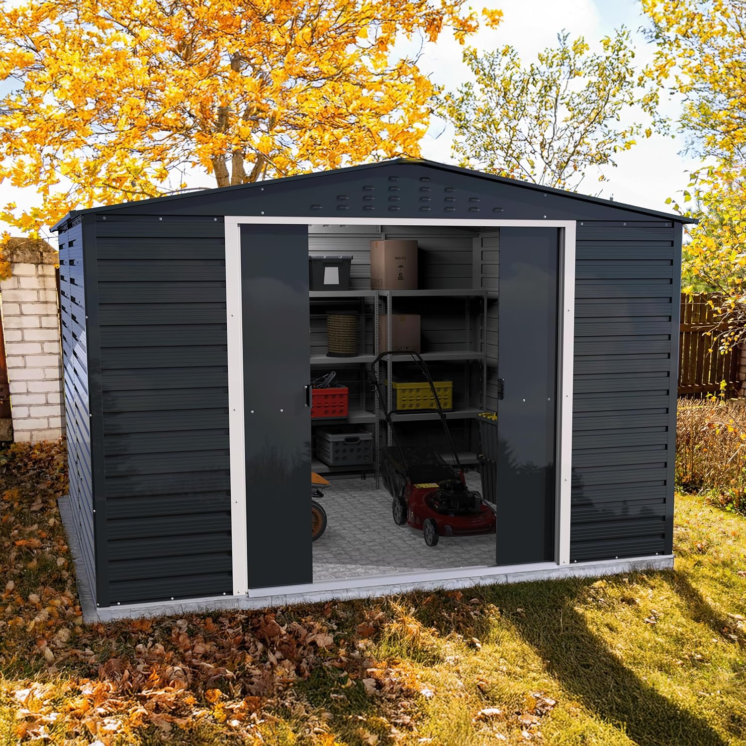 Caseta cobertizo metal jardin alpine 10x10 antracita duramax