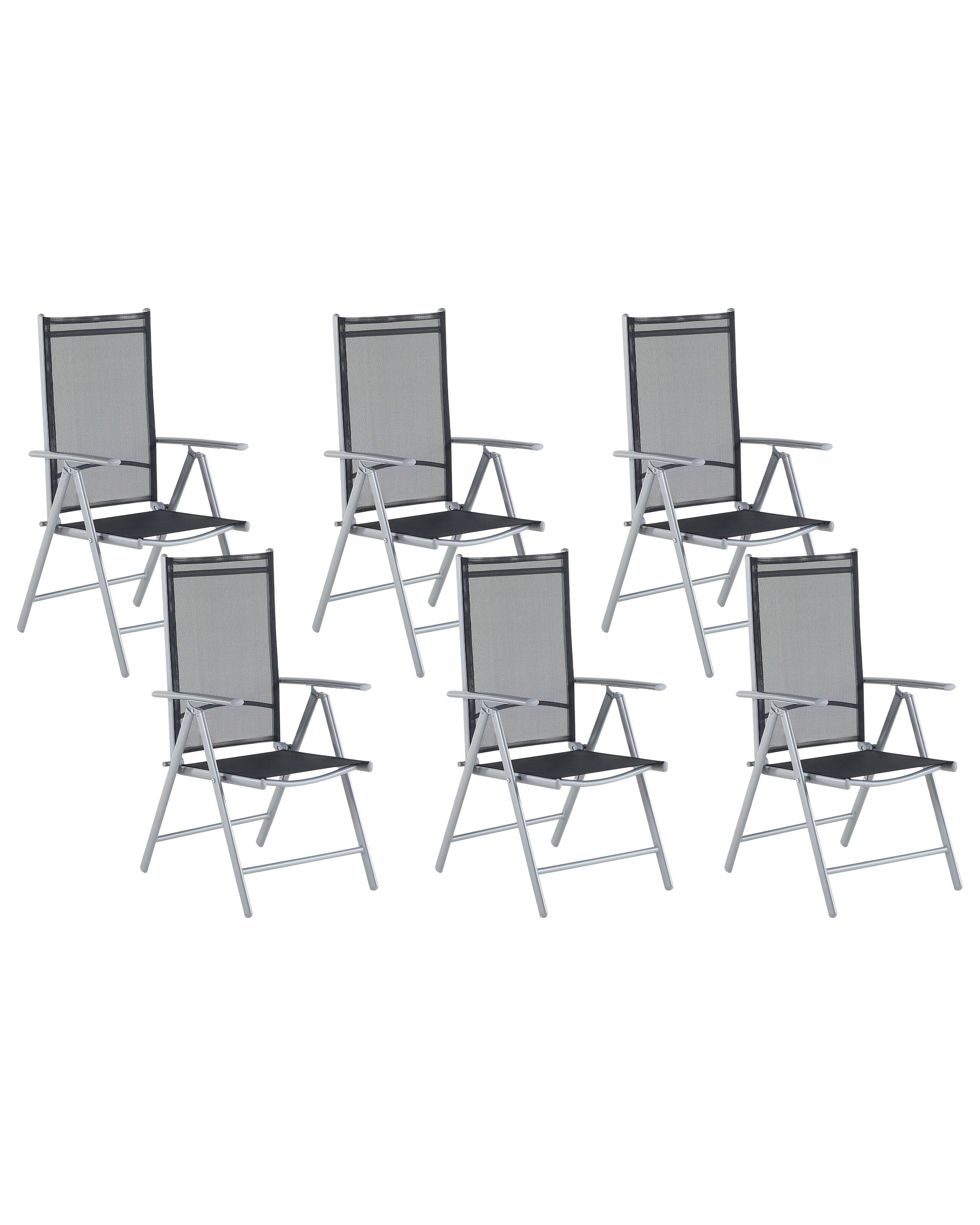Conjunto de 6 sillas de jardín catania metal negro