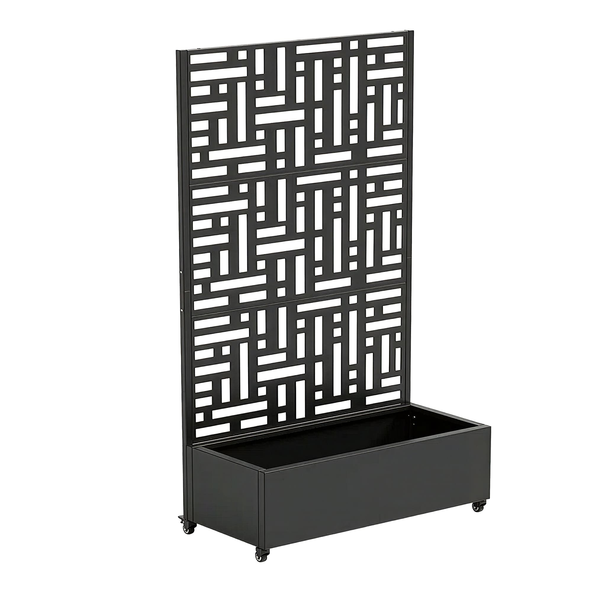 Tabique bernalda con jardinera acero 186x120x40cm - negro [casa.pro]