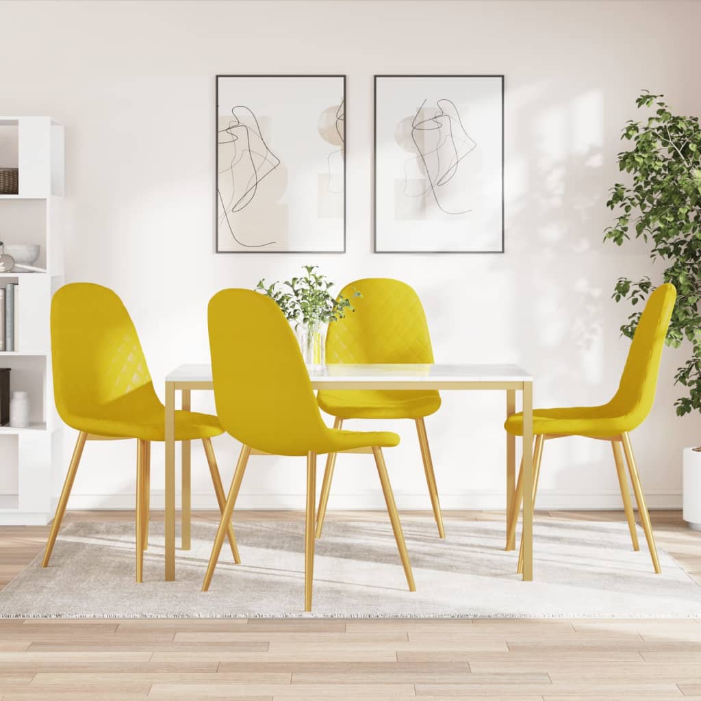 Sillas de comedor 4 uds terciopelo amarillo mostaza qweo9531