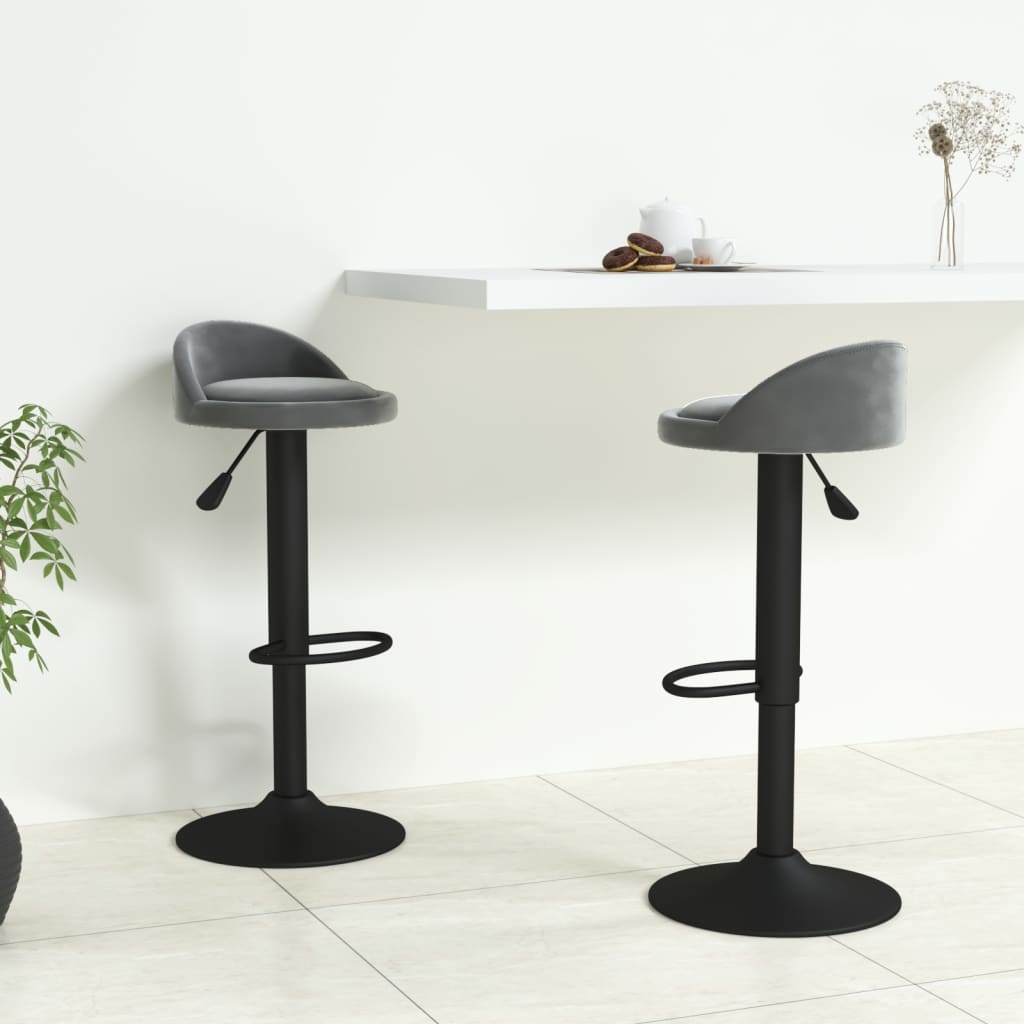Taburetes de cocina 2 unidades terciopelo gris oscuro es5027