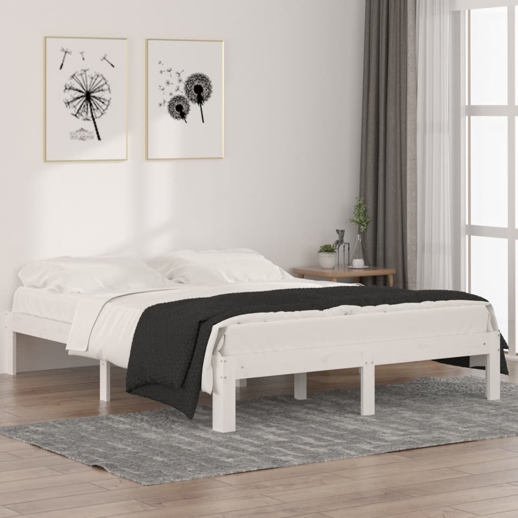 Cama doble sin colchón madera pino blanco 140x190 cm es3619