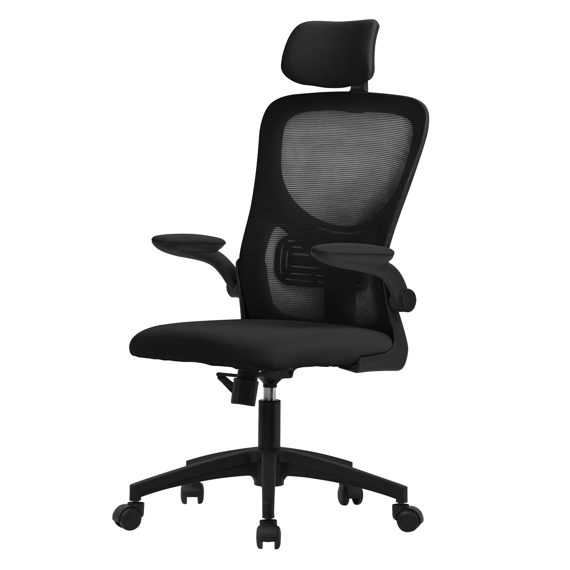 Silla de oficina ergonomica negro regulable con reposacabezas