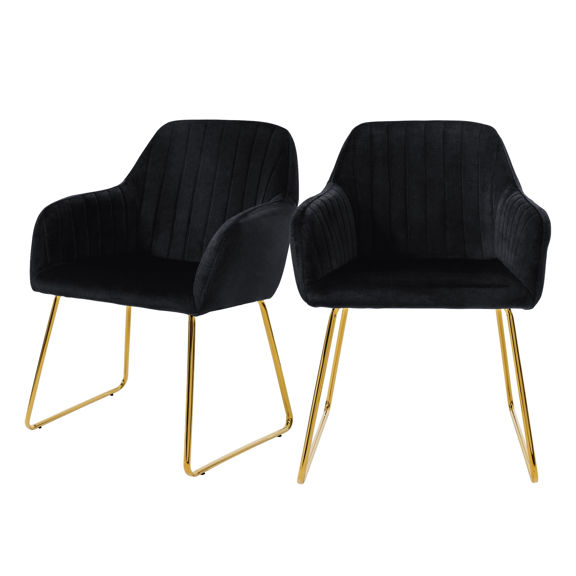 Set 2x sillas de comedor de terciopelo negro diseño ergonómico