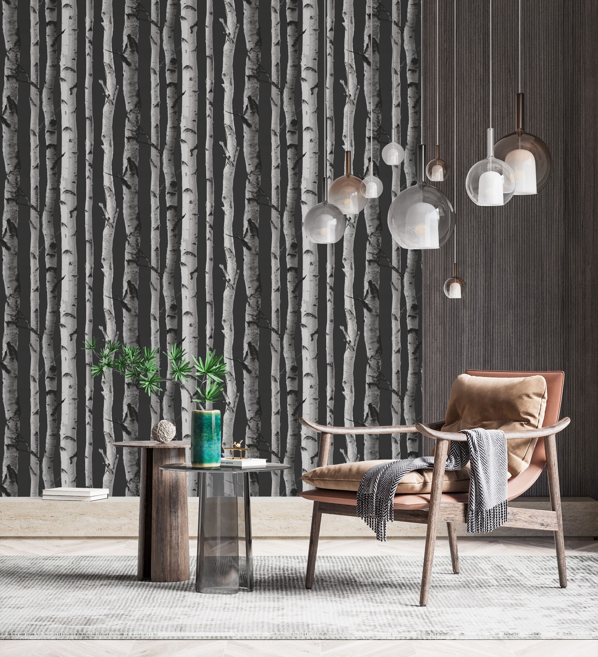 Papel pintado gaulan de hojas de troncos de árboles bosque 5.23m²