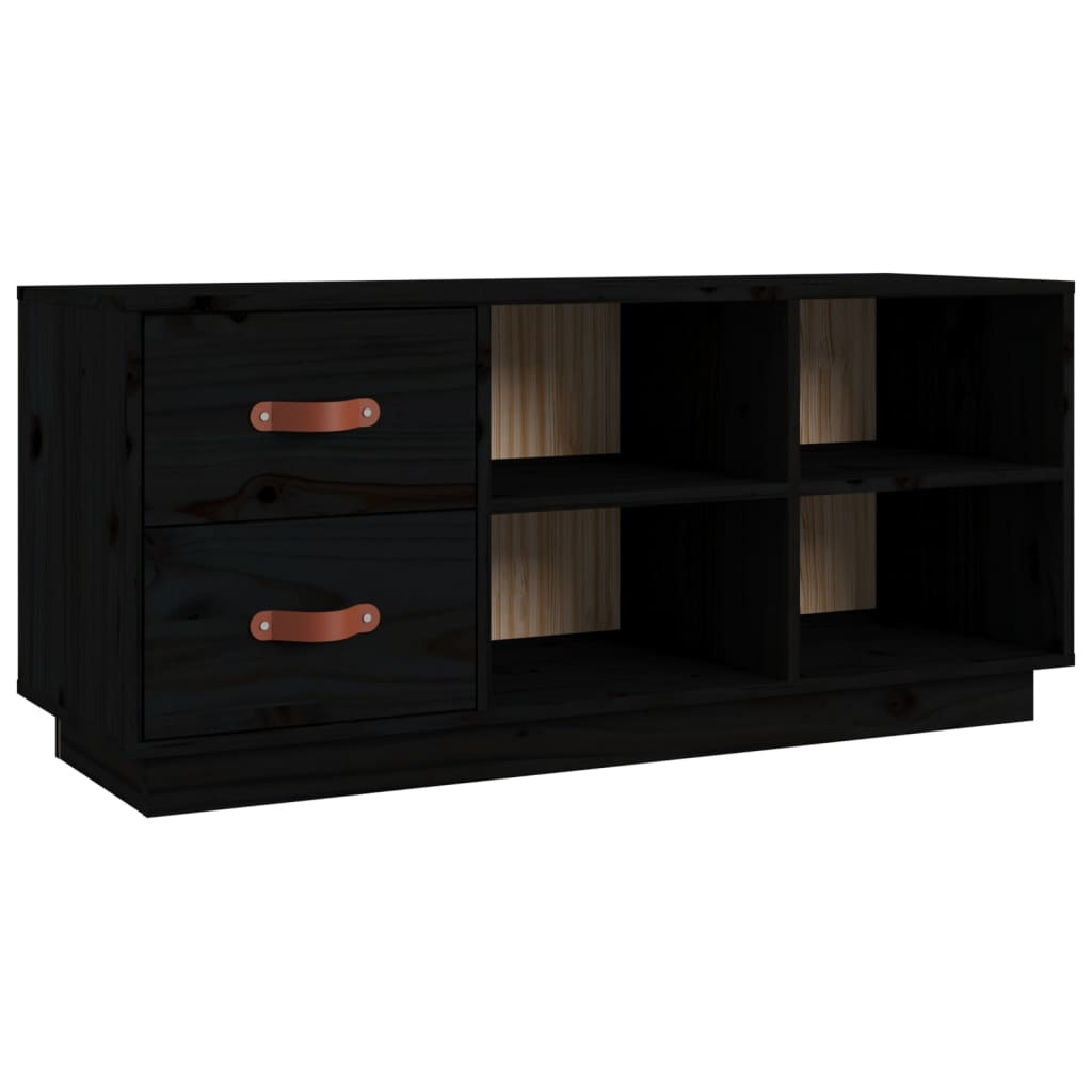 vidaXL zapatero madera maciza de pino negro 100x34x45 cm