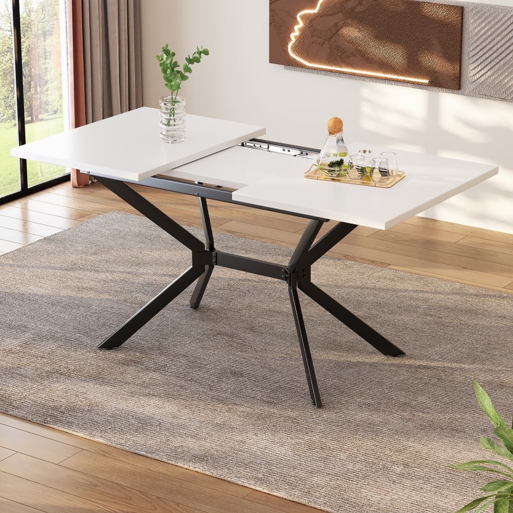 Mesa de comedor extensible rectangular mdf blanco 120-160x80x75cm