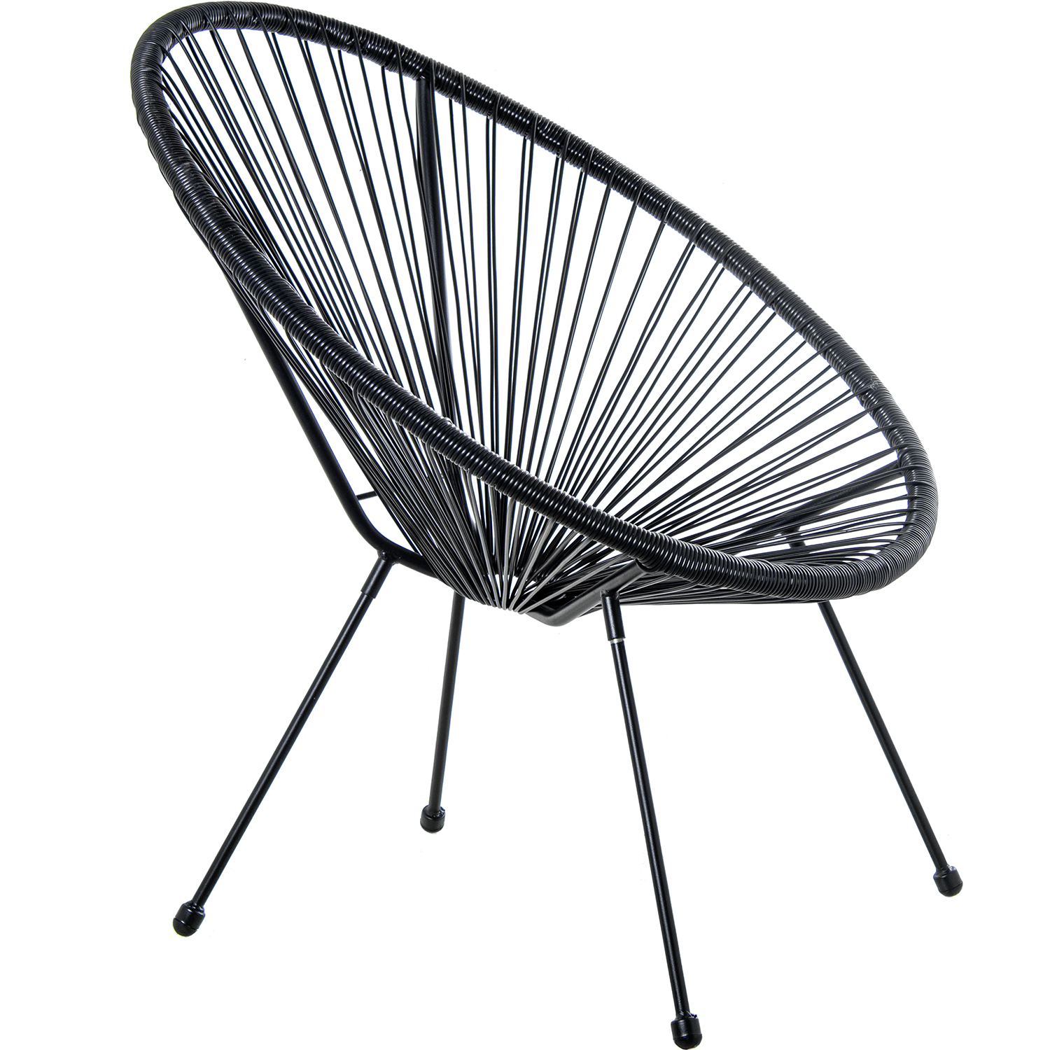 Sillon exterior acero, mimbre sintetico (pe) negro