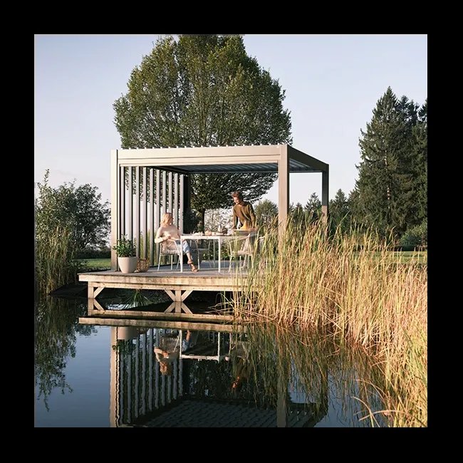 Pergola biohort 5 x 3.5 bioclimatica metalica color gris cuarzo
