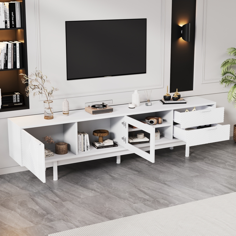 Mueble de tv con 2 puertas y 2 cajones blanco 50,5x200x40cm