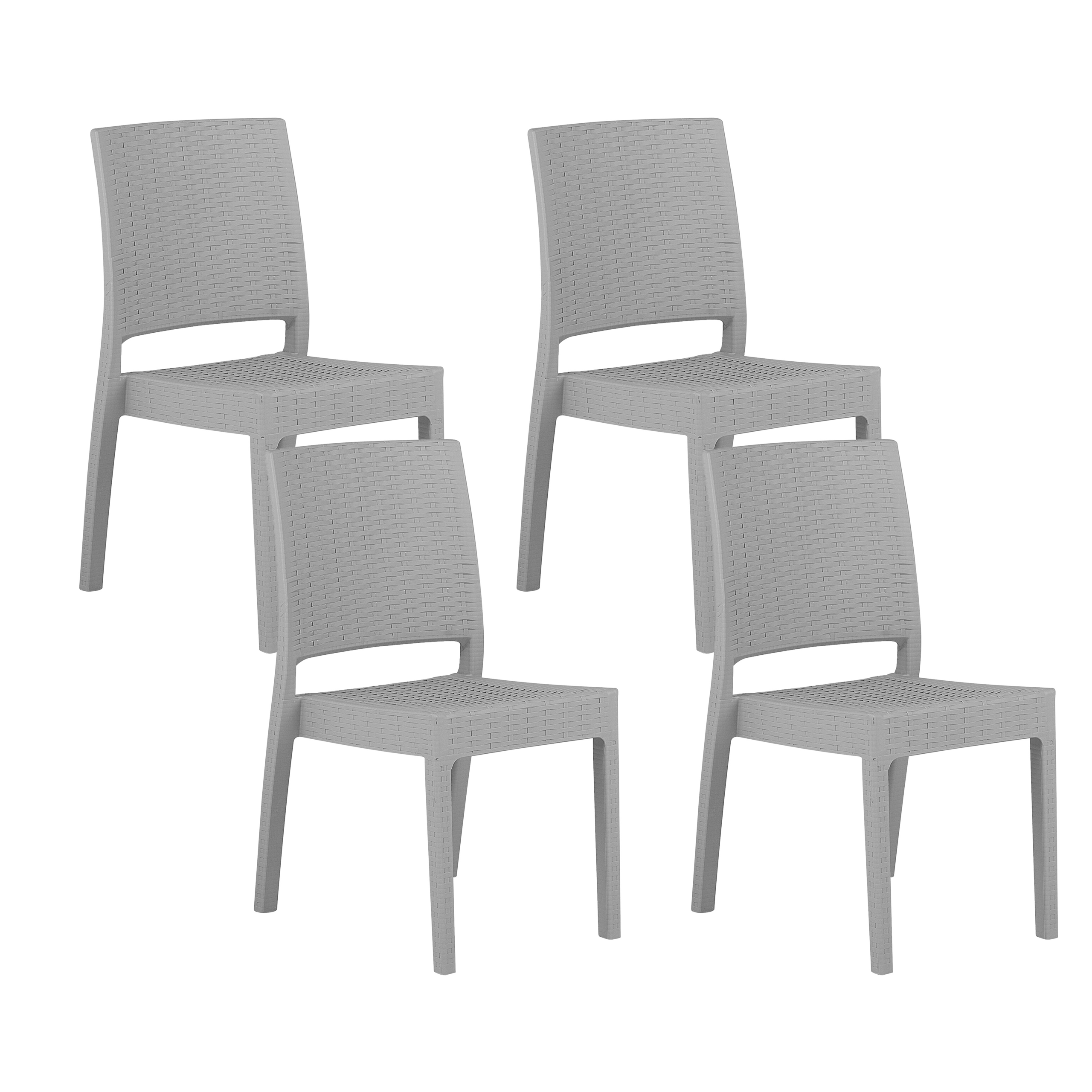 Conjunto de 4 sillas de jardín fossano material sintético gris claro
