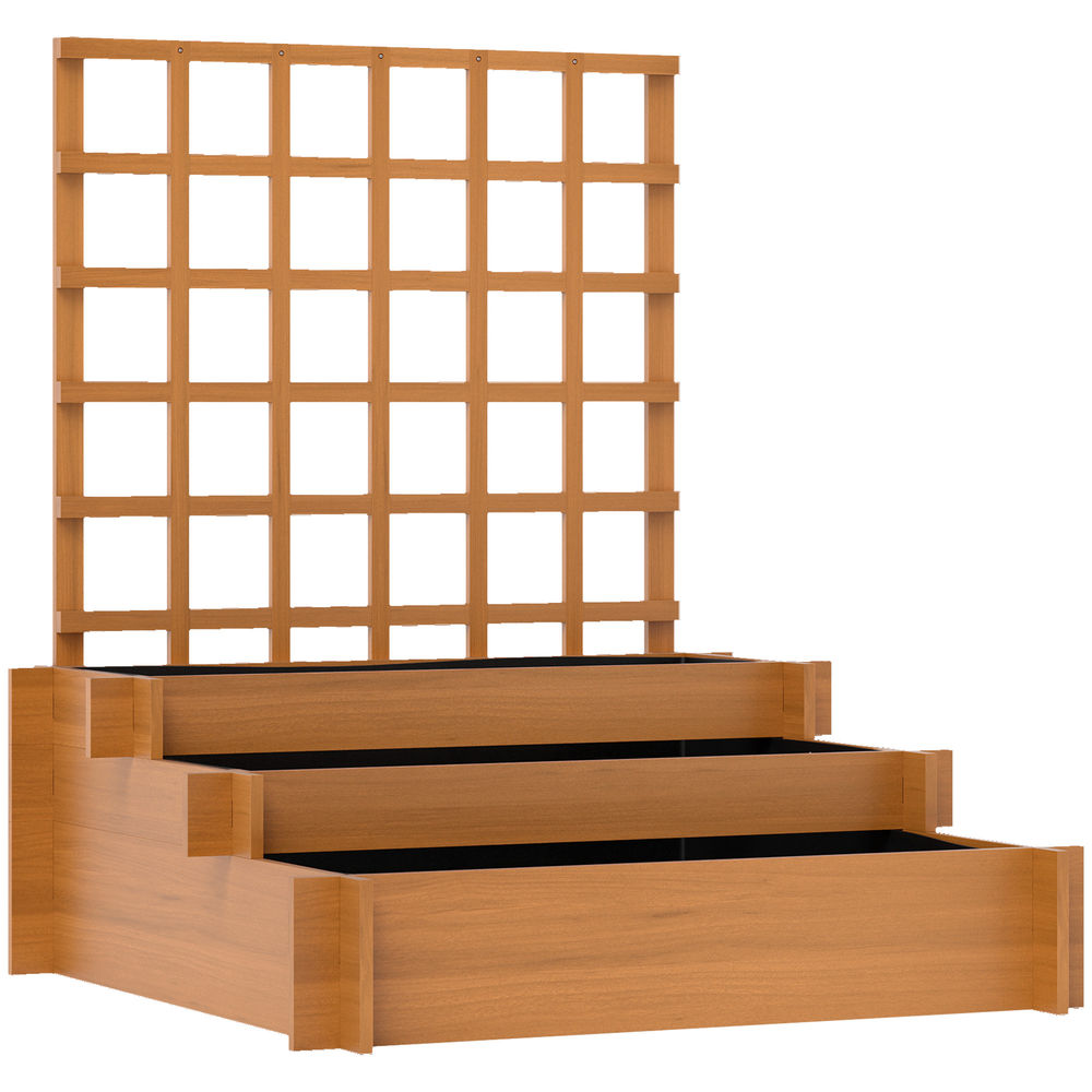 Jardinera con enrejado 95x95x110 cm madera de abeto color marrón Outsunny