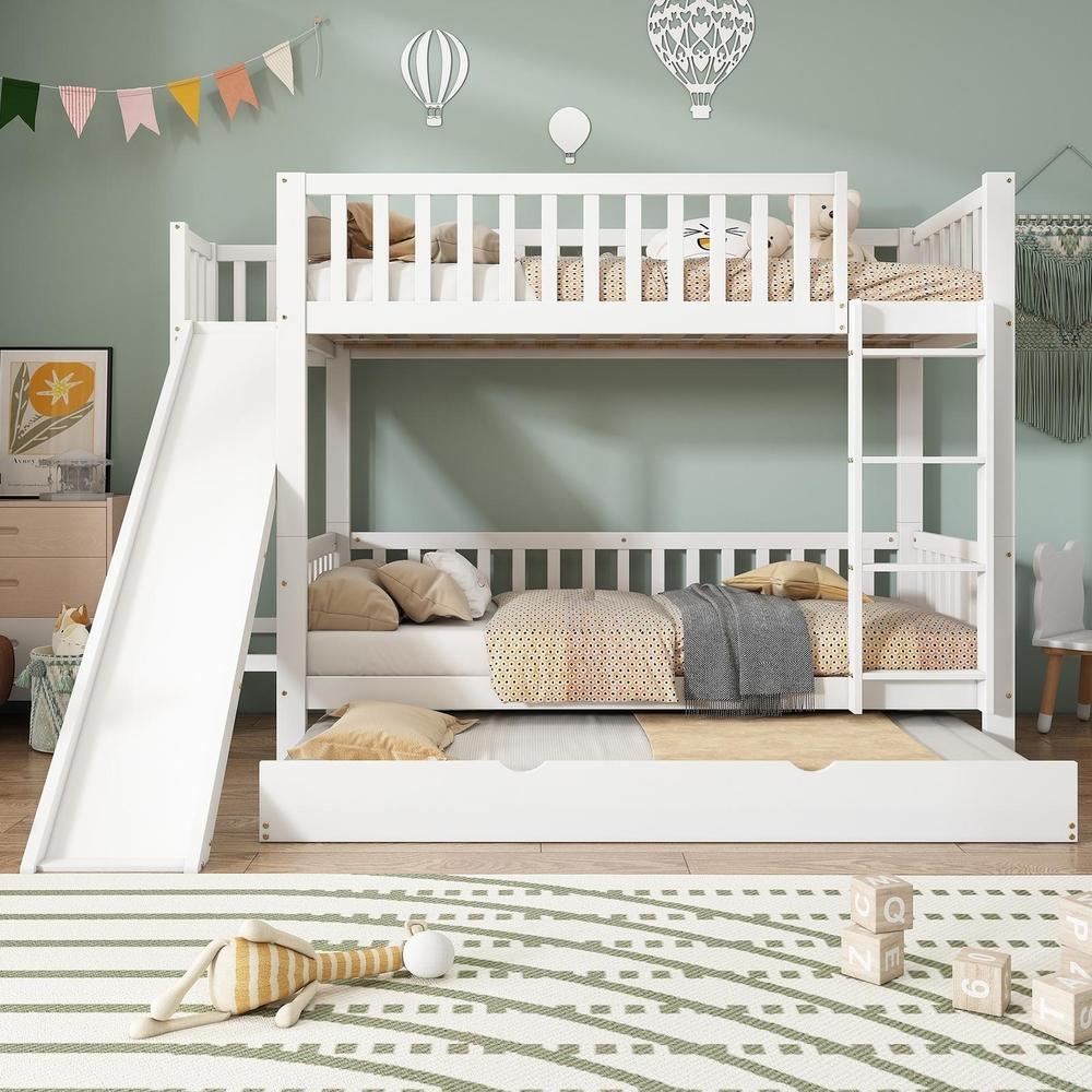 Cama litera infantil 90x200 cm con cama extra, tobogán y escalera