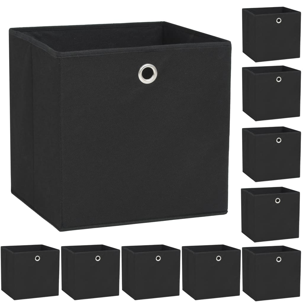 vidaXL cajas de almacenaje 10 uds textil no tejido 32x32x32 cm negro