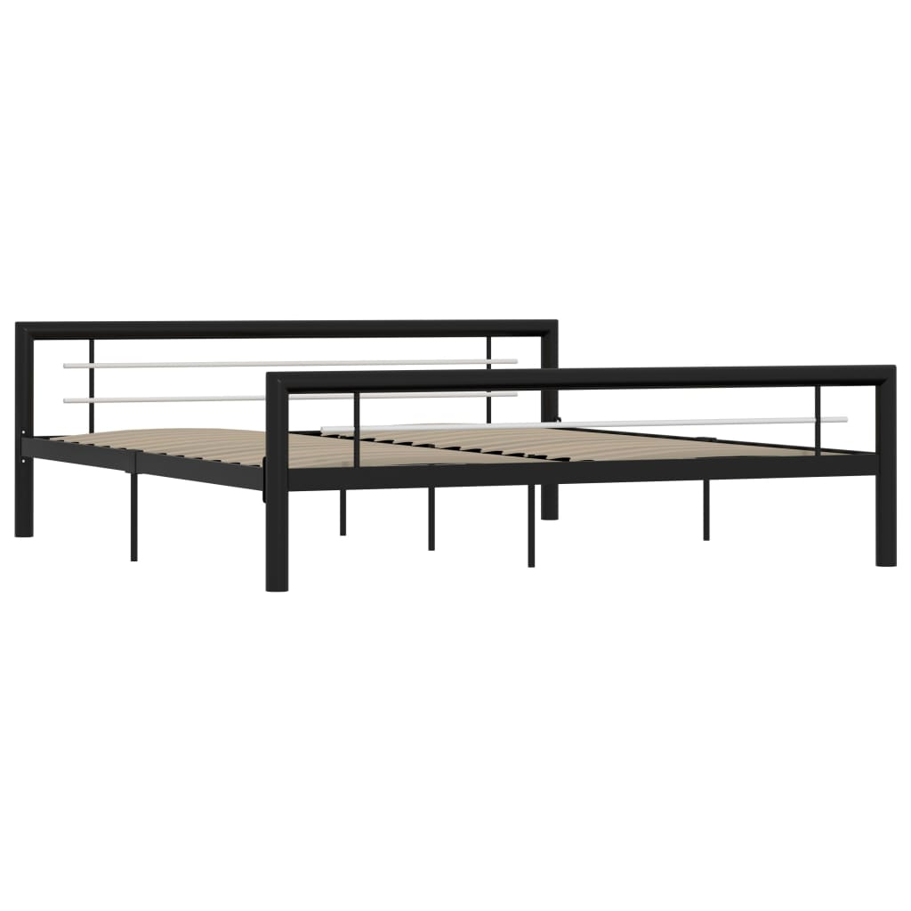 vidaXL estructura de cama sin colchón metal blanco y negro 180x200 cm