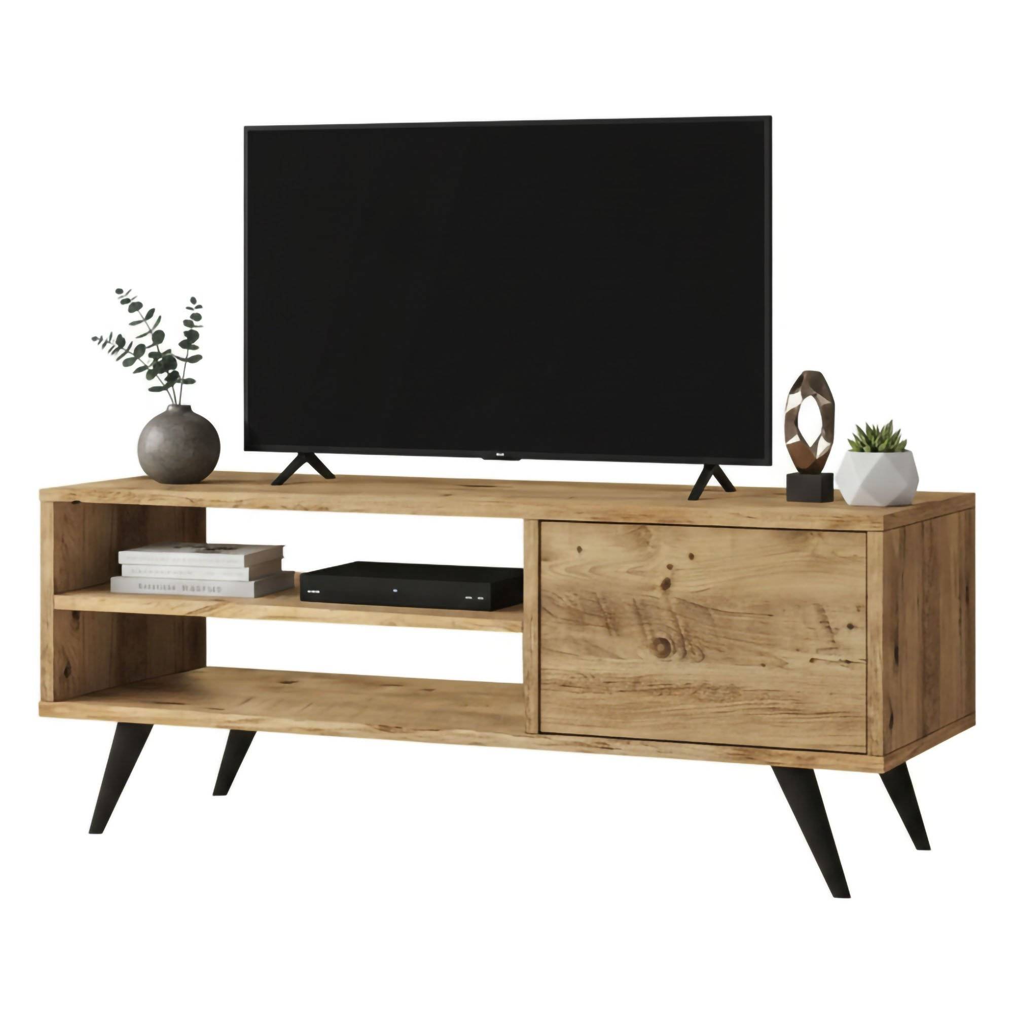 Mueble para tv max, 2 puertas, en madera aglomerada roble