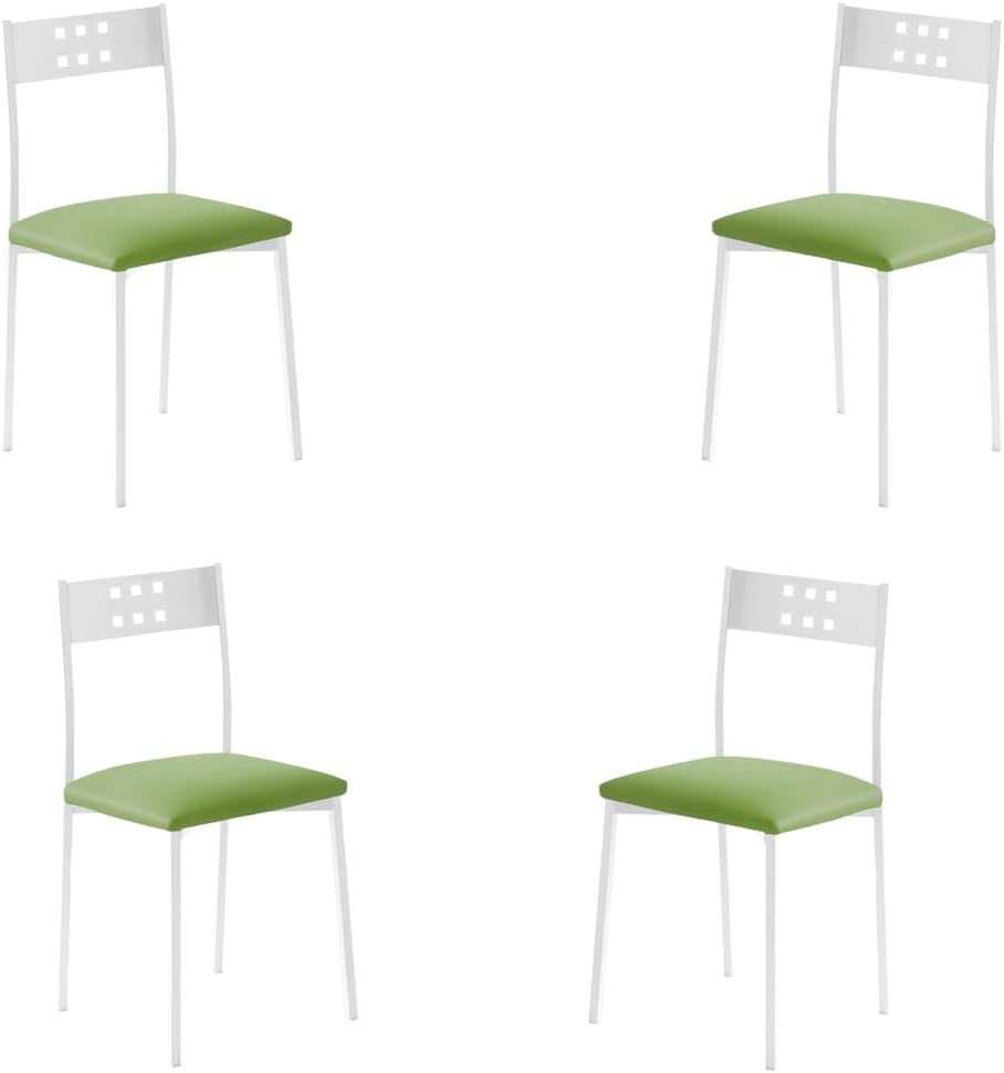 Momma Home set de 4 sillas de cocina xara white en polipiel verde