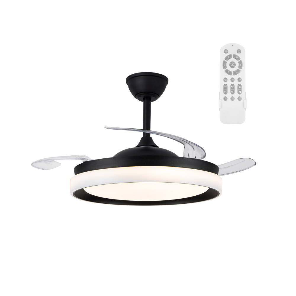 Ventilador de techo retráctil con luz LED 45w silencioso nestera eco negro