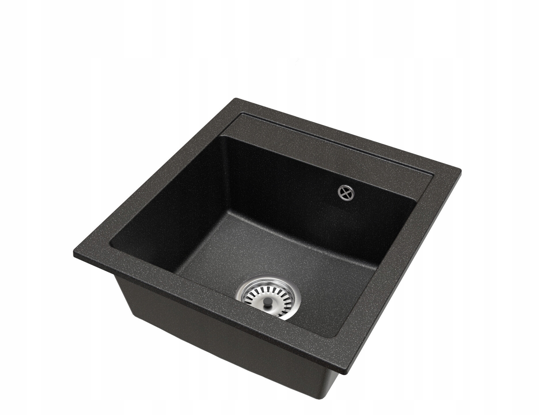 Fregadero cocina negro 52x49cm, fregadero granito 1 seno + sifón