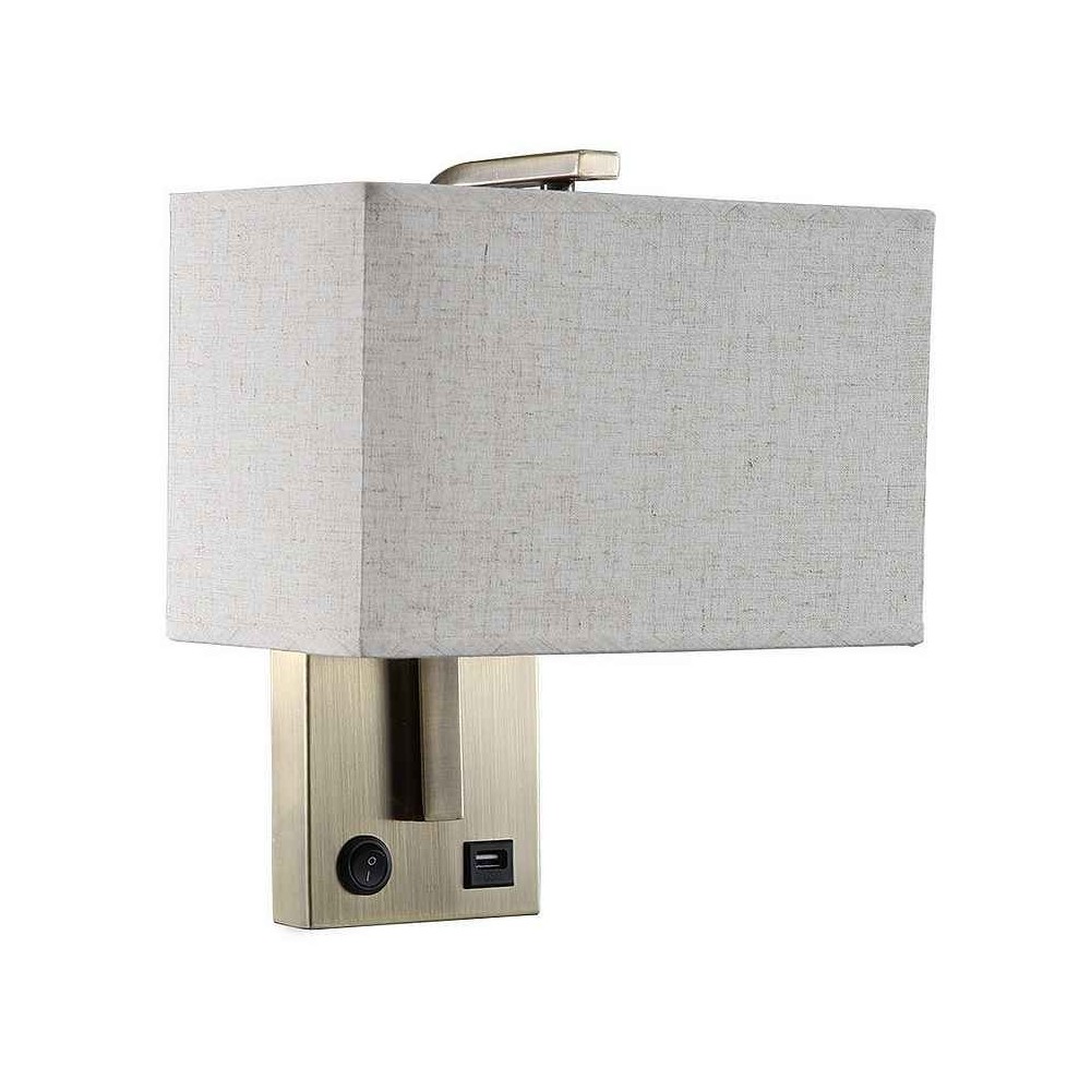 Aplique 1xE27 y puerto usb agatha cuero/pant.beige 27x25x15cm con interrupt
