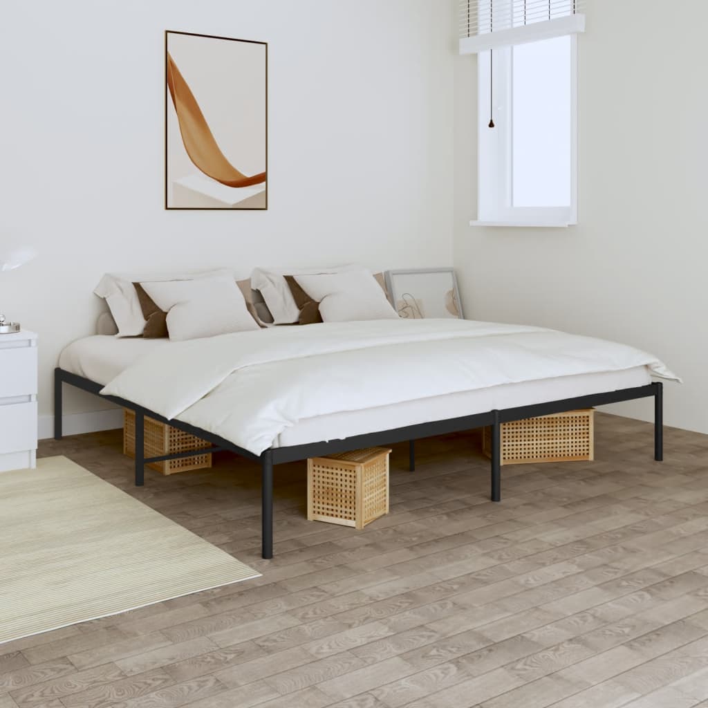 Cama 200x200 cm de metal negro
