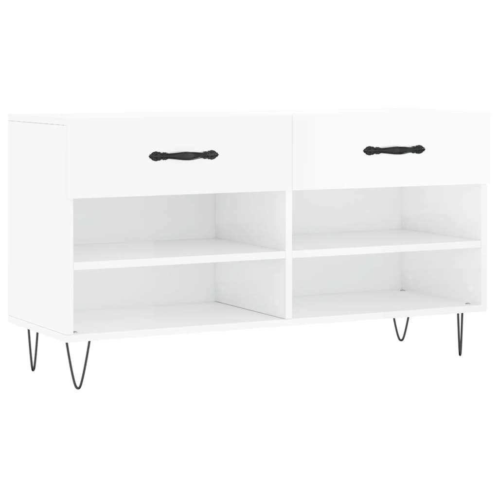 vidaXL zapatero madera de ingeniería blanco brillo 102x35x55 cm