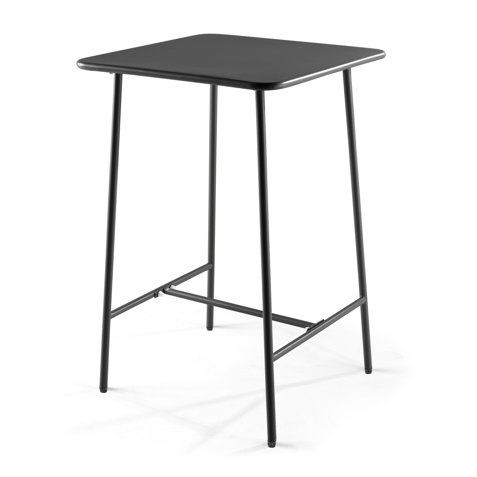 Oviala - mesa de bar cuadrada de acero gris antracita