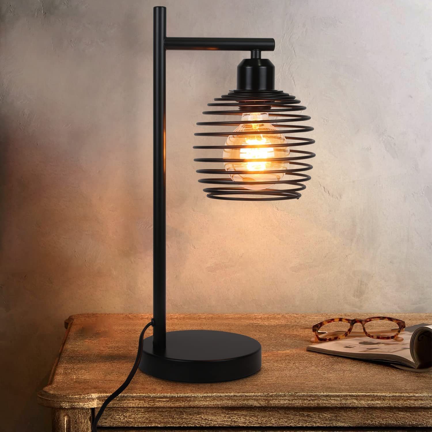 Nettlife lampara de mesa E27 negro 15x20