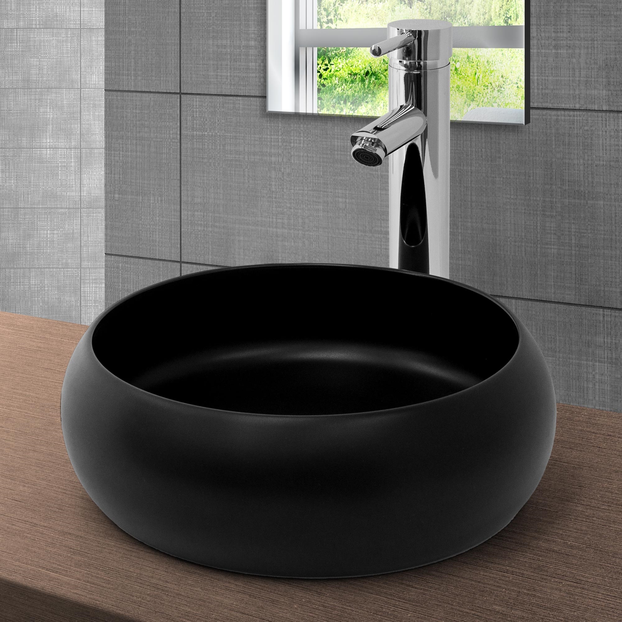 Lavabo ø 35x30 cm ceramica negra