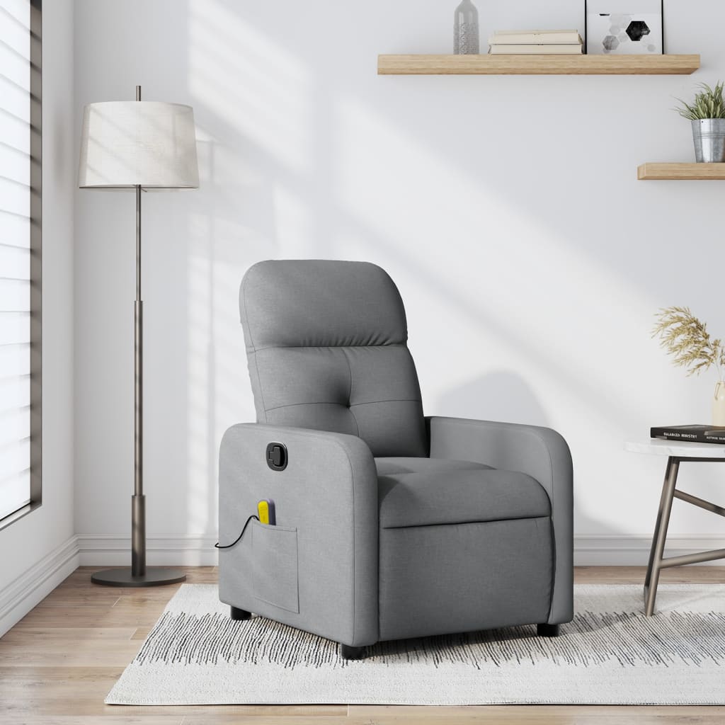 Sillón reclinable de masaje de tela gris claro qweo8873