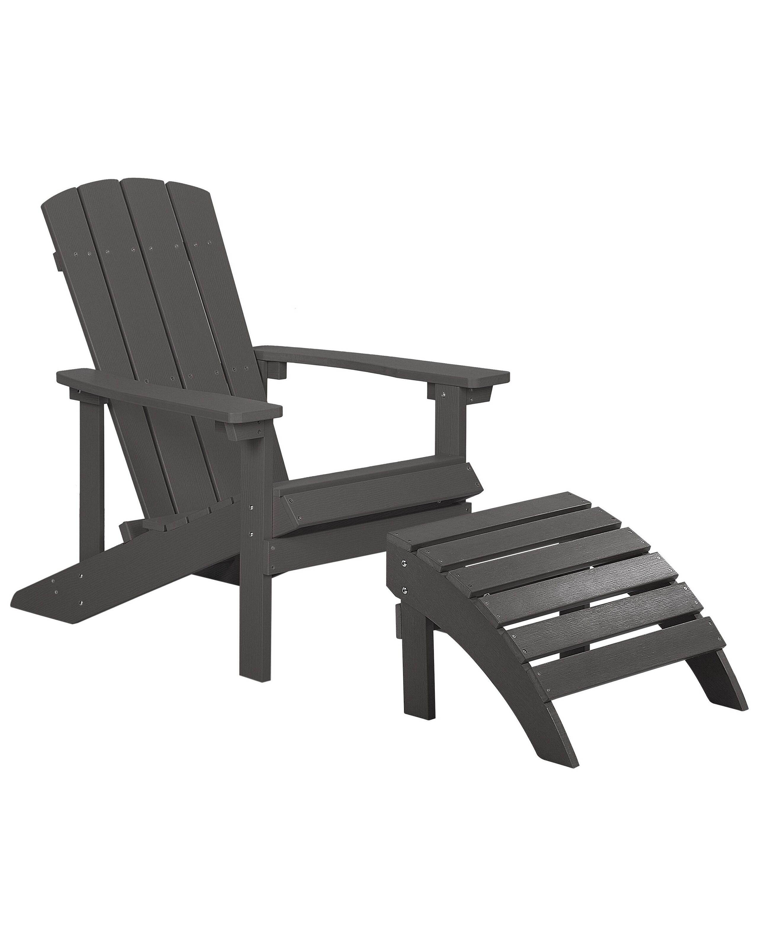 Silla de jardín adirondack con reposapiés gris oscuro