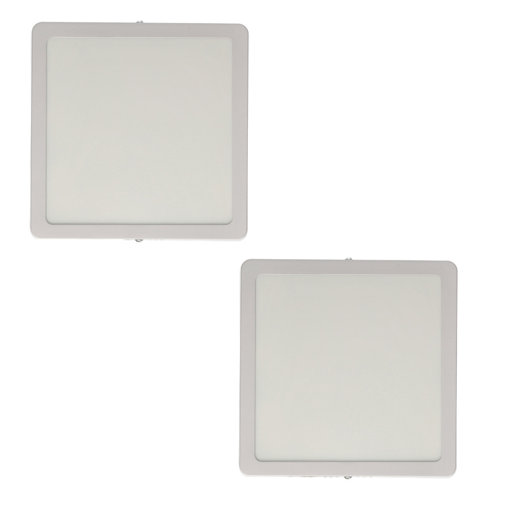 2x downlight LED 18w luz fría 6000k, cuadrado de superficie. Color blanco