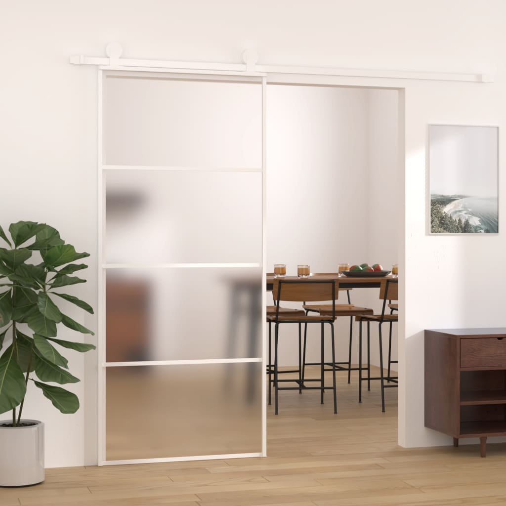 Puerta corredera esg vidrio y aluminio blanca 90x205 cm esxt7136