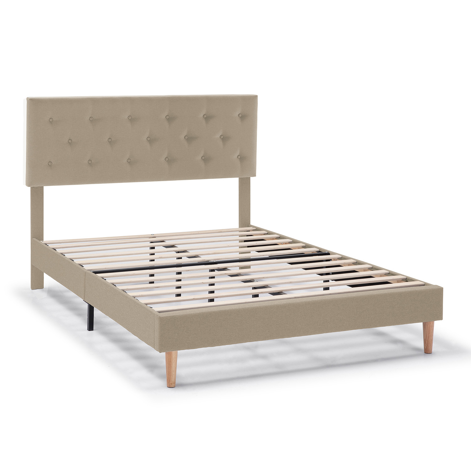 Estructura de cama tapizada rosi de 30 cm, 90x190 cm, beige