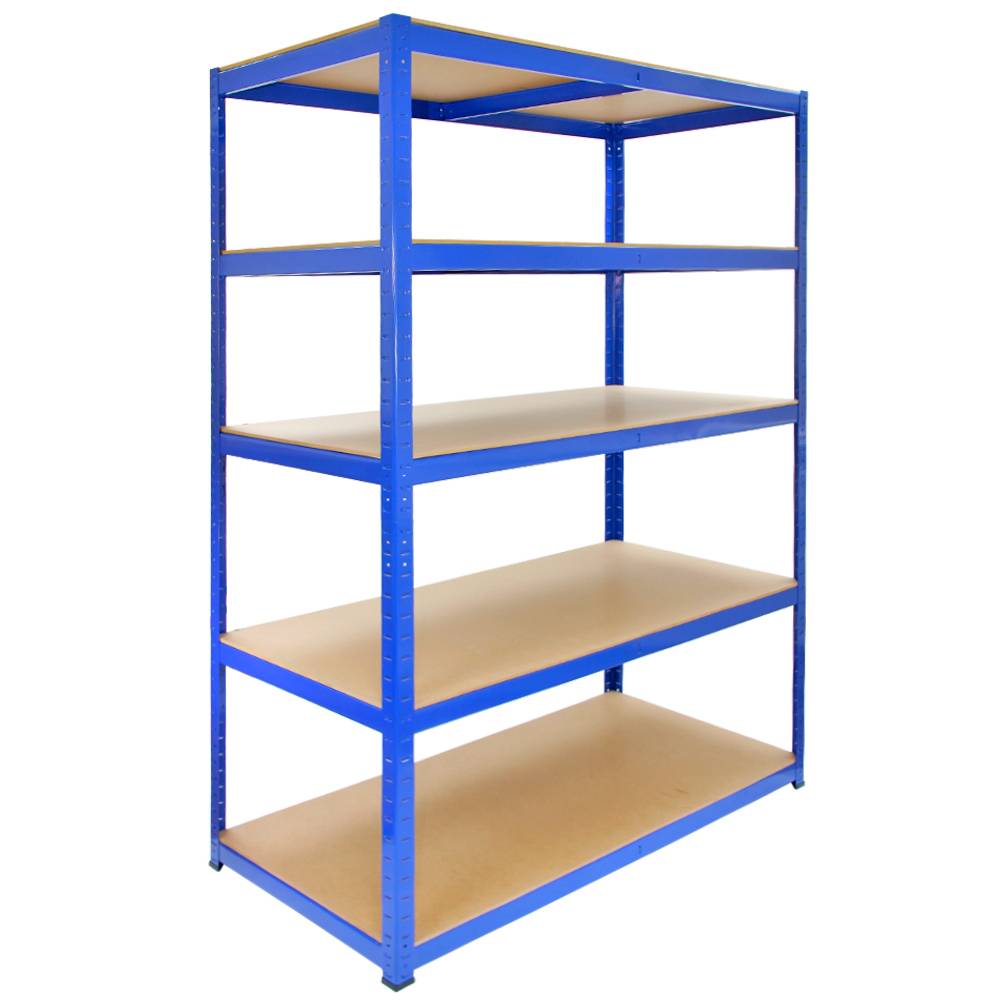 10 estanterías de acero sin tornillos azules 120cm de ancho y mazo