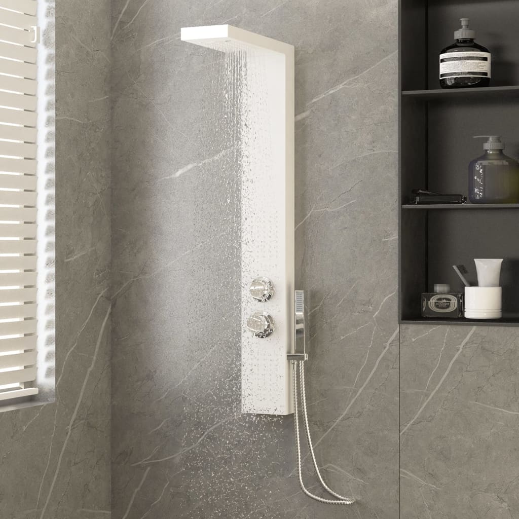 vidaXL sistema de panel de ducha aluminio blanco