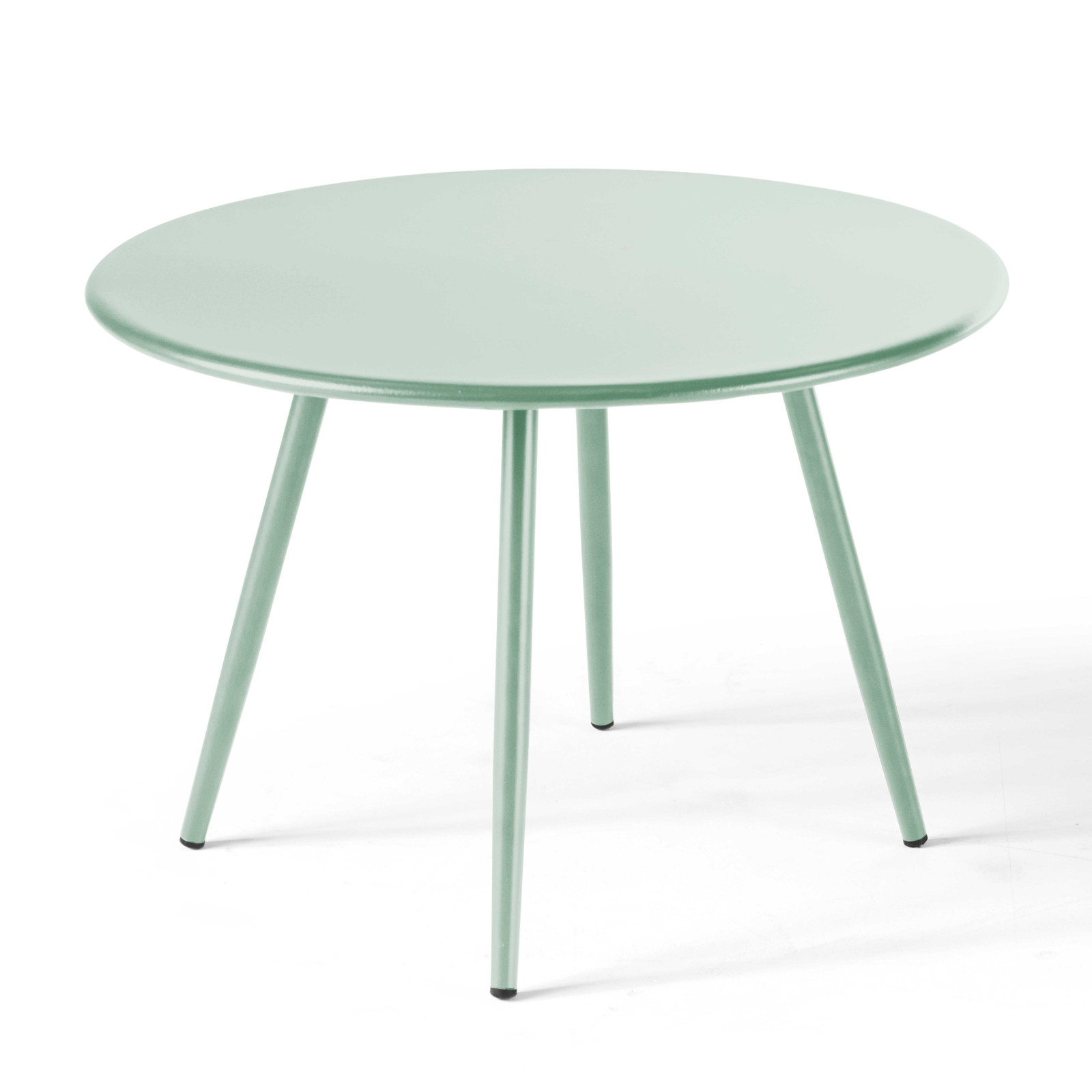 Oviala - mesa de jardín redonda de metal verde salvia 40 cm