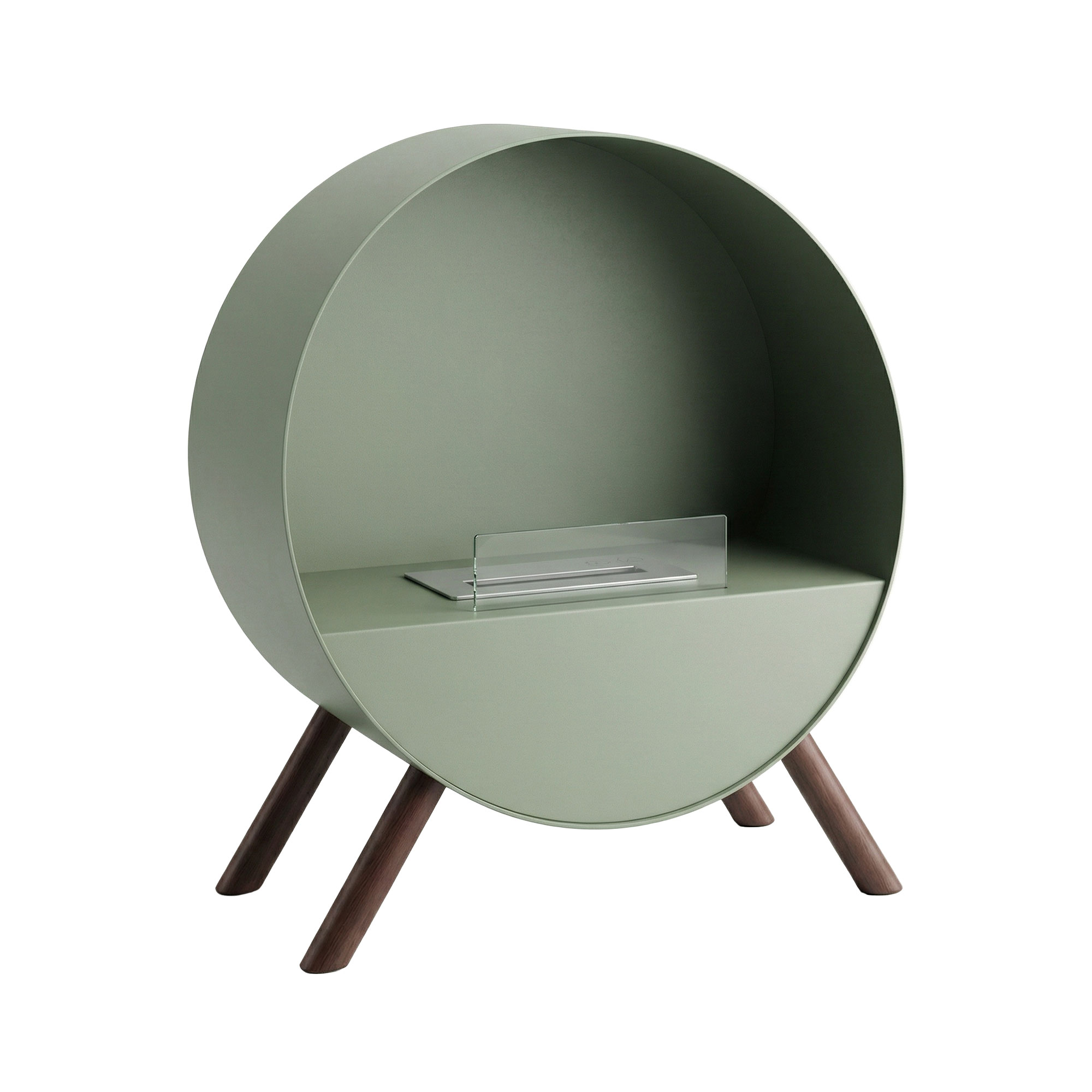 Venere - chimenea de bioetanol 60x72x30 cm patas de madera verde salvia