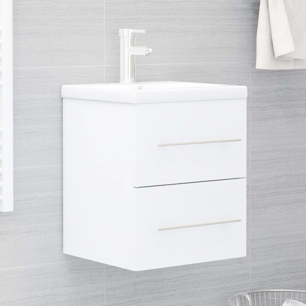 Mueble con lavabo madera contrachapada blanco brillante es7761