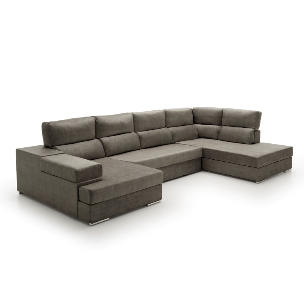 Sofa gran chaise longue cama massima diseño gris oscuro derecha