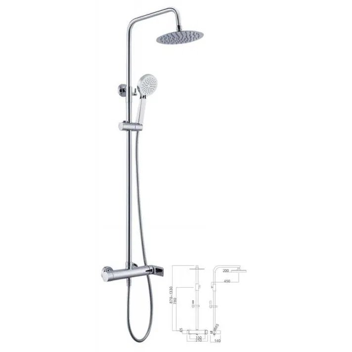 Mice - conjunto columna de ducha monomando con barra extensible color cromo