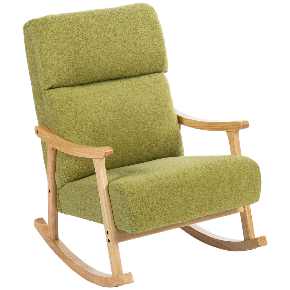 Silla mecedora 65x90x98 cm poliéster, madera de caucho color verde Homcom