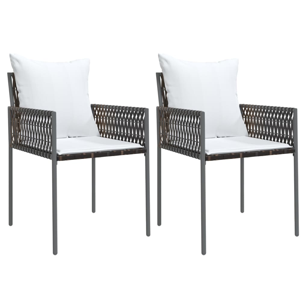 vidaXL sillas jardín y cojines 2 uds ratán sintético marrón 54x61x83cm