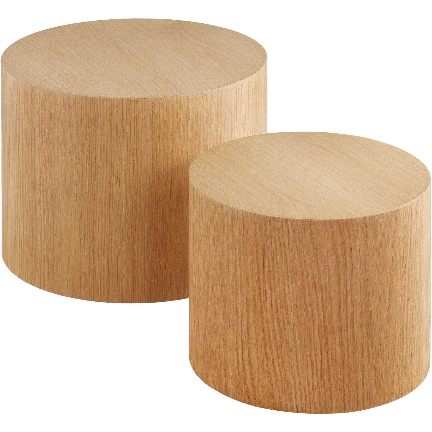 Set de 2 mesas auxiliares redondas de mdf y resistentes, roble claro