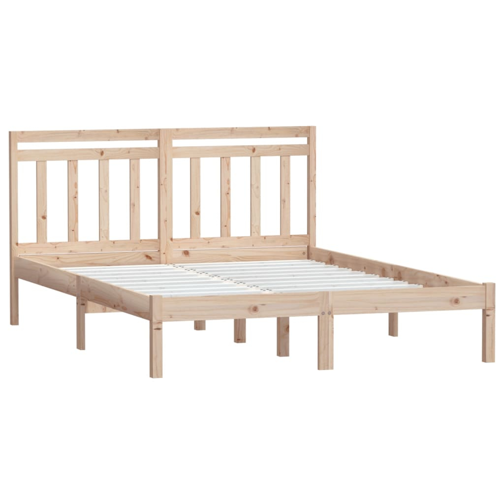 vidaXL estructura cama doble pequeña madera maciza 135x190 cm