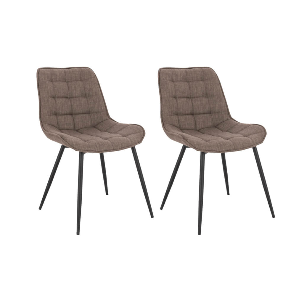 Silla de comedor tapizada de tela ikalo - lote de 2 gris/marrón
